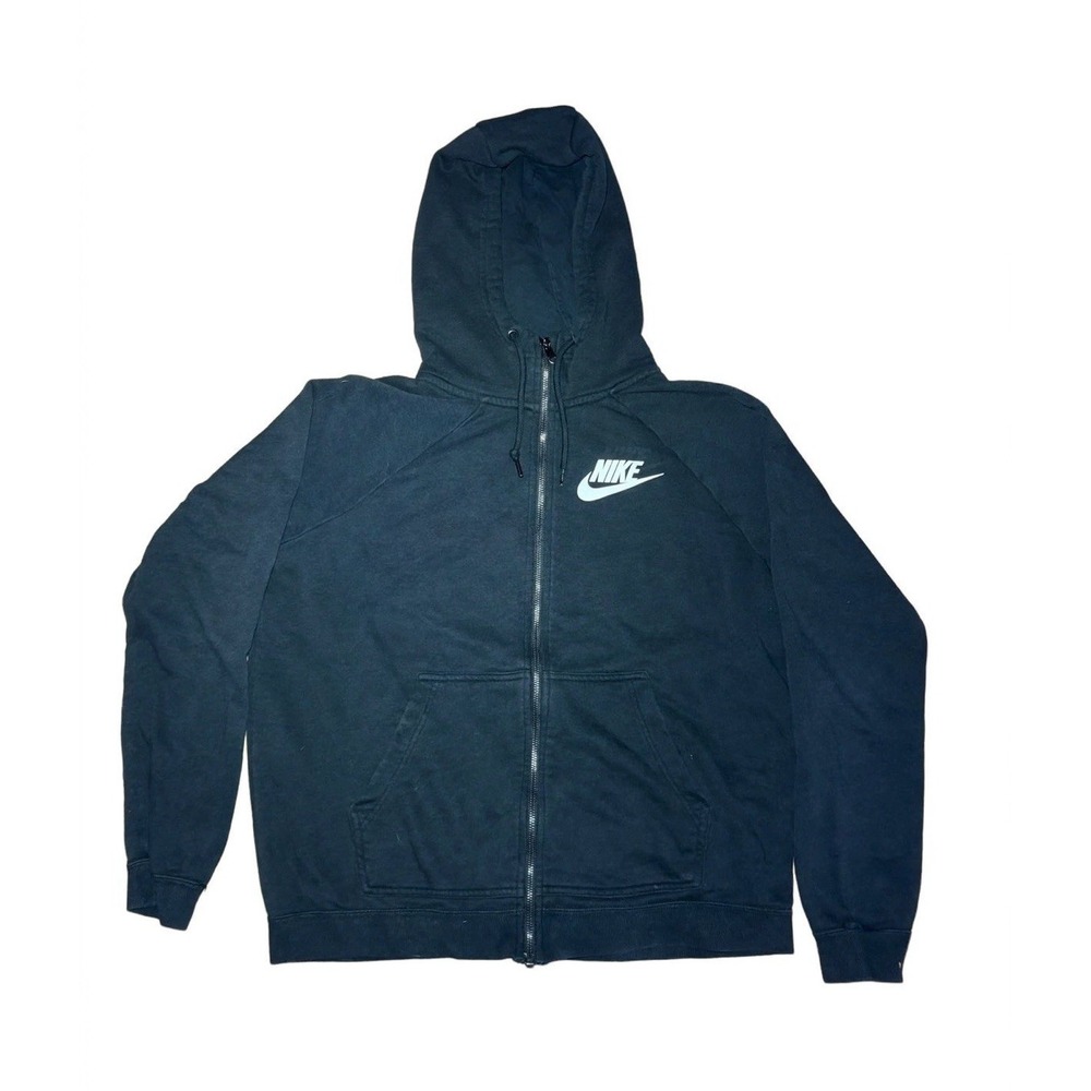 Nike Full Zip Hoodie Women's M Black Futura Logo Sweatshirt Jacket Pockets
